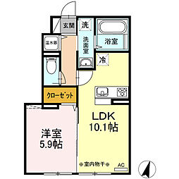 ヤードアイリーB 1LDKの間取図画像