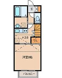 ＯＺ新田東 1階1Kの間取り