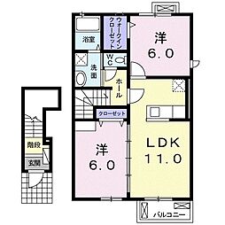 グランエスペランサ3A 2LDKの間取図画像