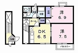 コーポ　ウインド 2階2DKの間取り