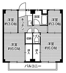 ビレッジハウス野田3棟 3DKの間取図画像