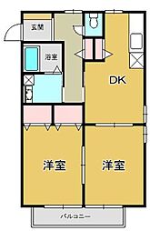 メゾン桜 2DKの間取図画像