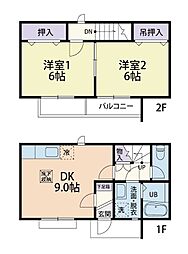 グリーンピーク2 2DKの間取図画像