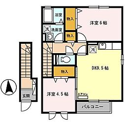 フィルハウスB 2DKの間取図画像