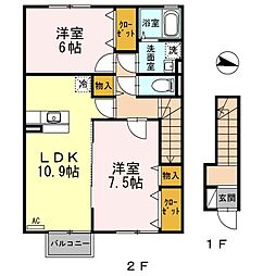 サンコート 2LDKの間取図画像