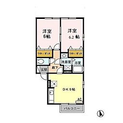 パークヒル 2DKの間取図画像