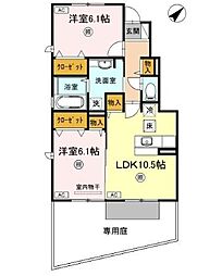 ジーニス 1階2LDKの間取り