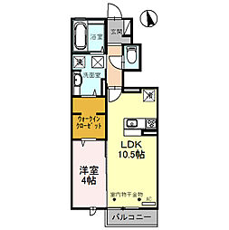 コーネル久方 1階1LDKの間取り