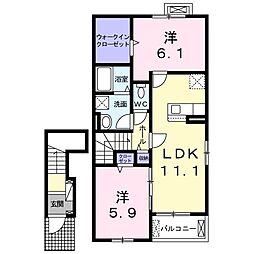 ノバリチェスメゾンA 2LDKの間取図画像