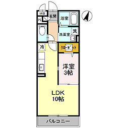 ヴェルドミール1 1LDKの間取図画像