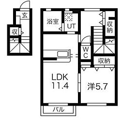 ラグジュアリー 1LDKの間取図画像