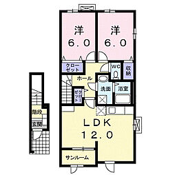 ブリアントビューB 2LDKの間取図画像
