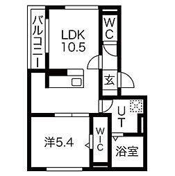 LESENSFAMIIAUXmSUMINO 1LDKの間取図画像