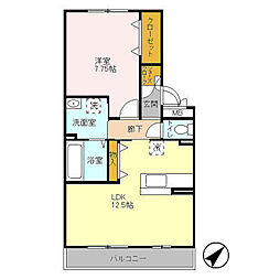 リビングタウン北越谷B 1LDKの間取図画像