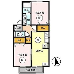 シャルマンコートA 2DKの間取図画像