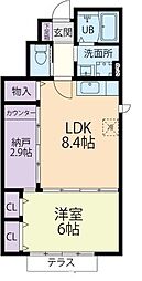 サニーフラット 1LDKの間取図画像