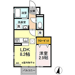 サニーフラット2 1LDKの間取図画像