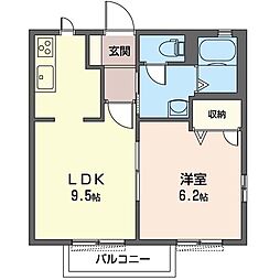 セゾン・フルーレA 1LDKの間取図画像