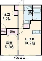 グランデール相の原 2LDKの間取図画像