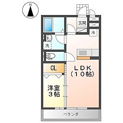 マリンプラザA 1LDKの間取図画像
