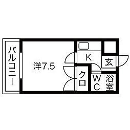 コーポコーベル2 1Kの間取図画像