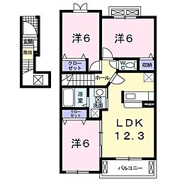 サンブライト 2階3LDKの間取り