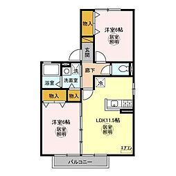 ベルコートA 2LDKの間取図画像