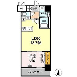 シズカビルディング白銀 1LDKの間取図画像