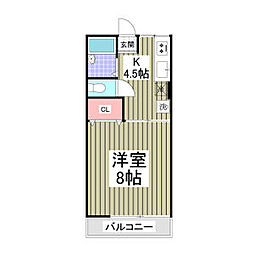 テクノポリス宝木 1Kの間取図画像