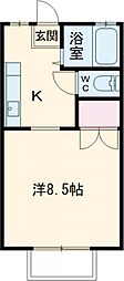 コーポパンタシア 1Kの間取図画像