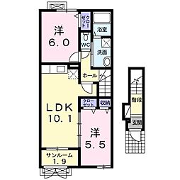 ティアラ 2LDKの間取図画像