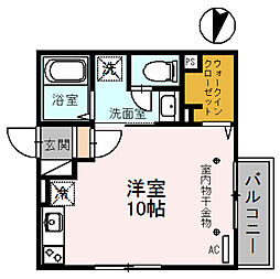 copain・court(コパンコート) 2階ワンルームの間取り