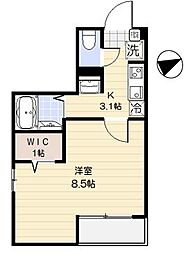 メゾンヒラカタ1 1Kの間取図画像