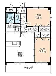 アン・ピレイン 2LDKの間取図画像