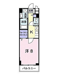 グランクレシア 1Kの間取図画像