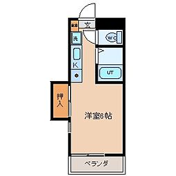 レジデンスブルーム　D 1階ワンルームの間取り