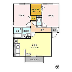 クレールコート八橋 2LDKの間取図画像