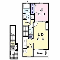 アウル 2階1LDKの間取り