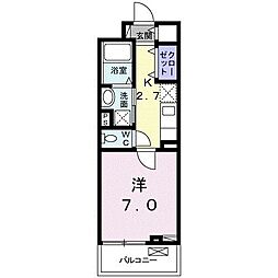 サンオランジュ 1Kの間取図画像