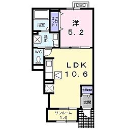 パークヒルズ新発田1 1LDKの間取図画像