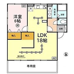 ウイステリア中吉田A 1LDKの間取図画像