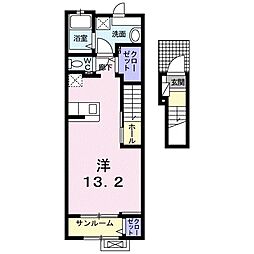 オークヒル ワンルームの間取図画像