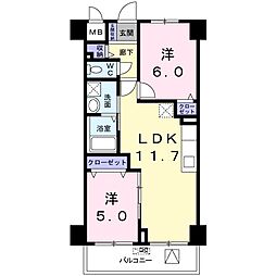 菊水レジデンス綱島1 2LDKの間取図画像