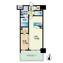 ブランシエル西新 1LDKの間取図画像