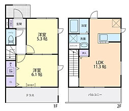 ファミーユII 1階2LDKの間取り