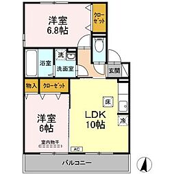 ガーデンヒルズ青葉台 1階2LDKの間取り