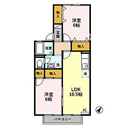 セラン 2LDKの間取図画像