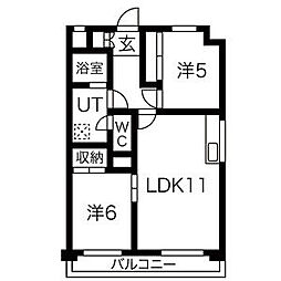 ミラベル元植田 2LDKの間取図画像