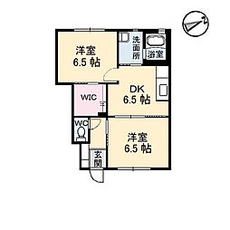 グレイス　Ａ棟 1階2DKの間取り