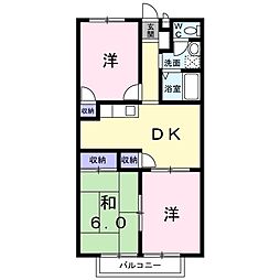 フォブール大井A 3DKの間取図画像